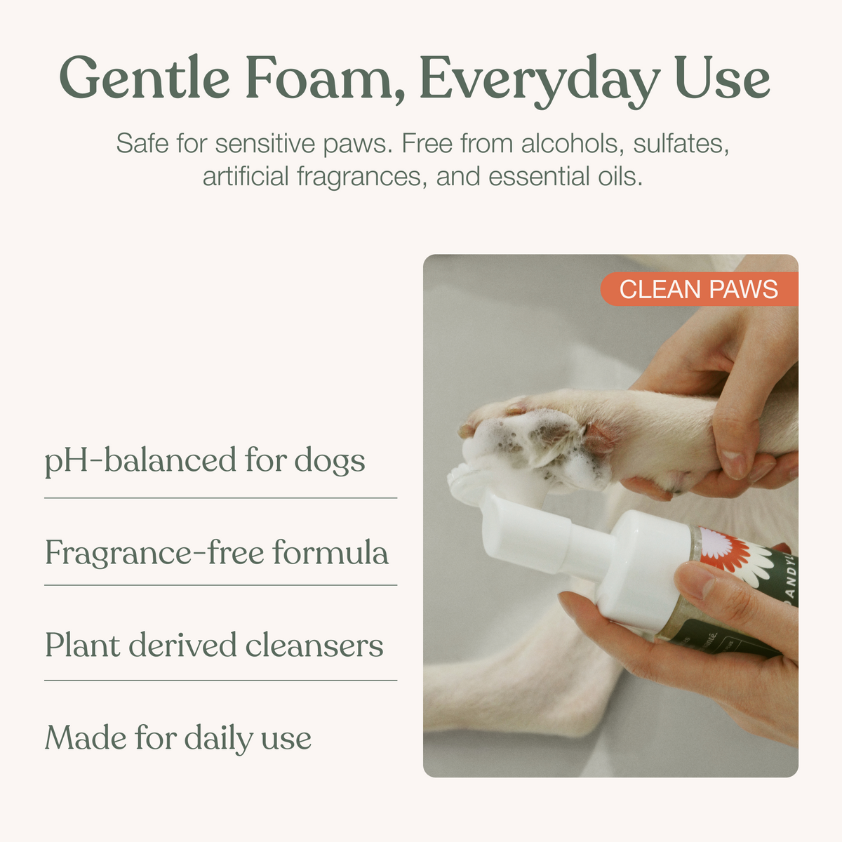 No-Rinse Paw Cleaner Foam for Dogs & Cats