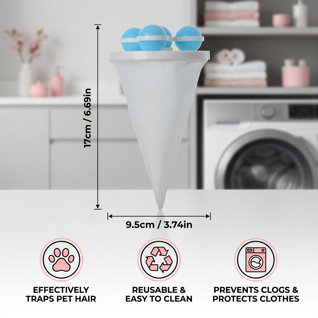 Pet Hair Laundry Filter for Washing Machines – Reusable Catcher Bag