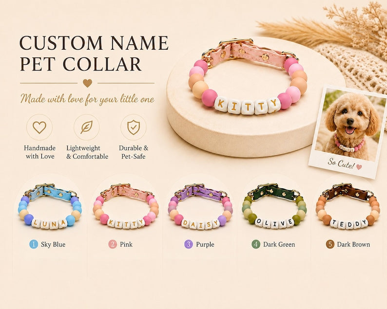 Personalized Beaded Pet Collar