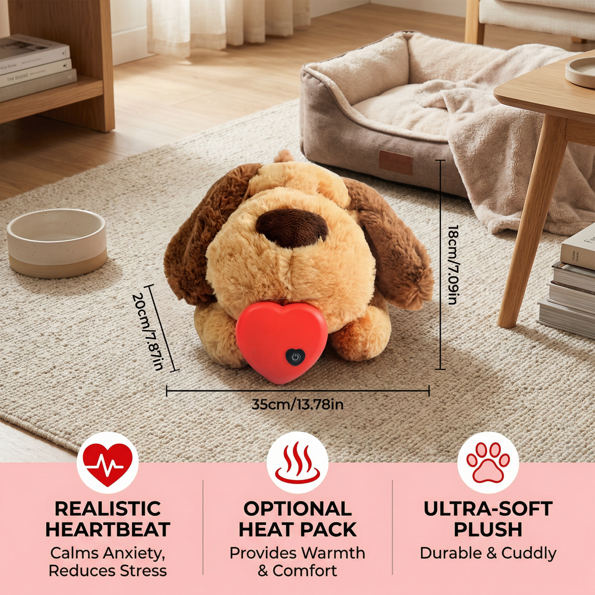 Calming Heartbeat Plush Toy for Pets – Anxiety-Relieving & Stress-Reducing