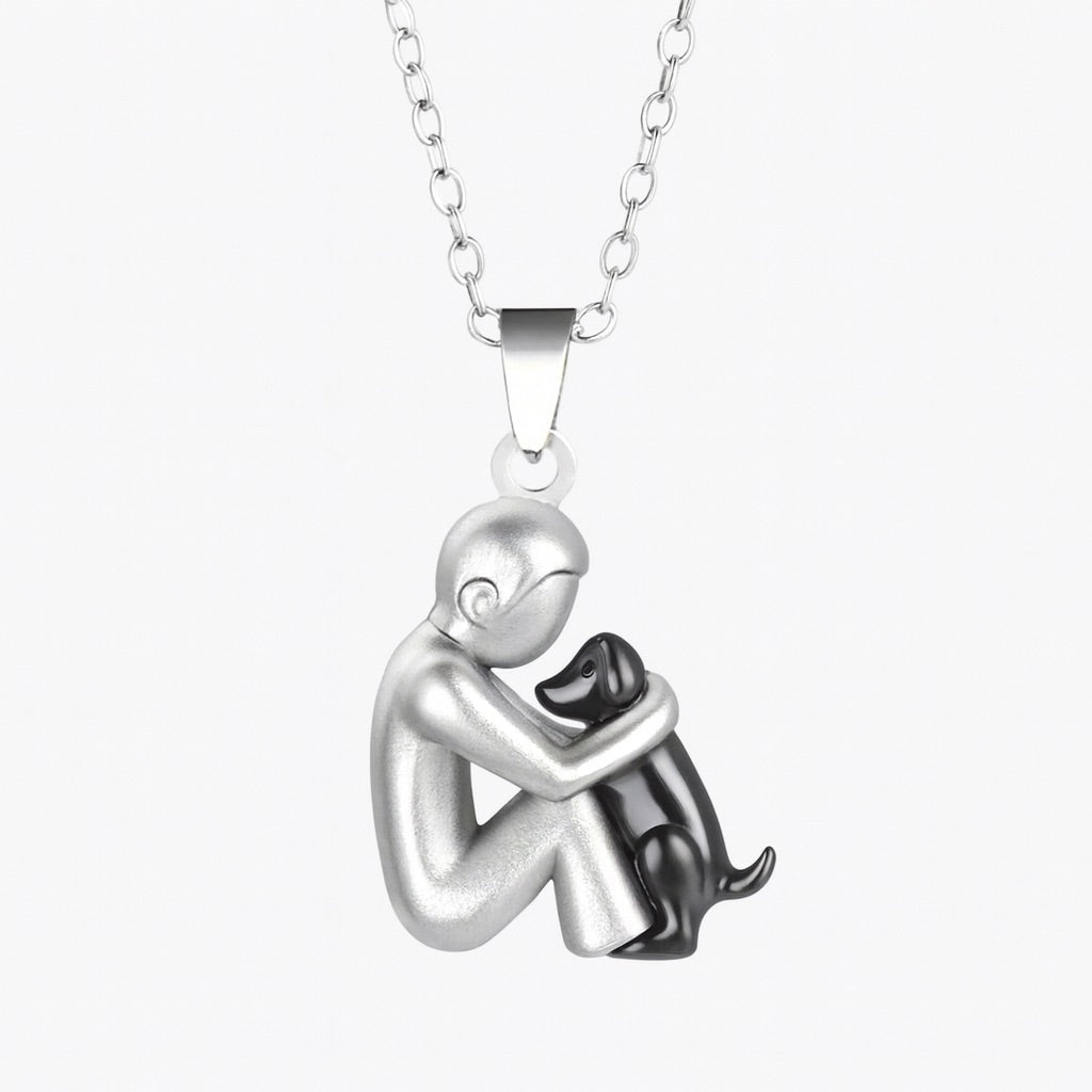 The Hug Pendant — Woman & Dog Necklace