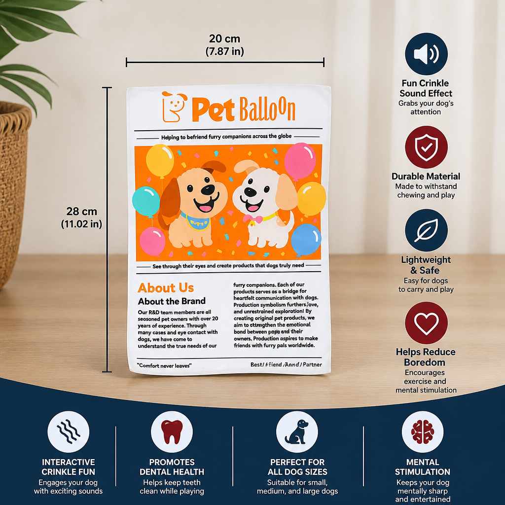 Durable Interactive Crinkle Newspaper Dog Toy