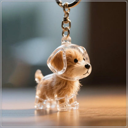 Custom Pet Hair Keepsake Keychain, Personalized Clear Pet Fur Storage Key Ring