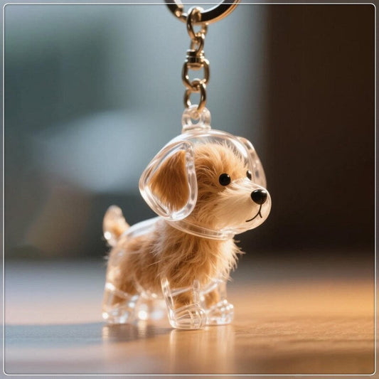 Custom Pet Hair Keepsake Keychain, Personalized Clear Pet Fur Storage Key Ring