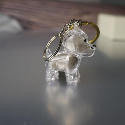 Custom Pet Hair Keepsake Keychain, Personalized Clear Pet Fur Storage Key Ring