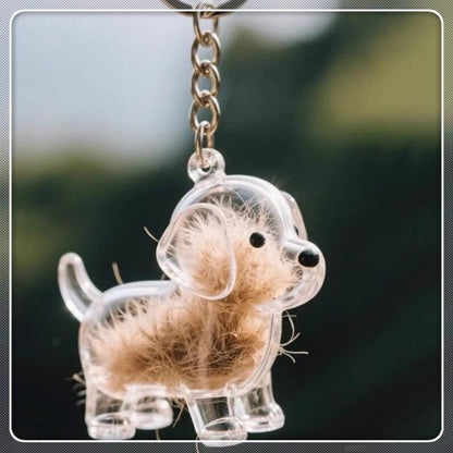 Custom Pet Hair Keepsake Keychain, Personalized Clear Pet Fur Storage Key Ring