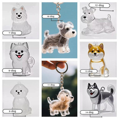 Custom Pet Hair Keepsake Keychain, Personalized Clear Pet Fur Storage Key Ring