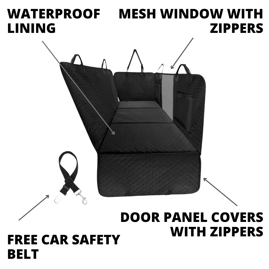 Dog Car Seat Cover — Waterproof Hammock, Hard Bottom