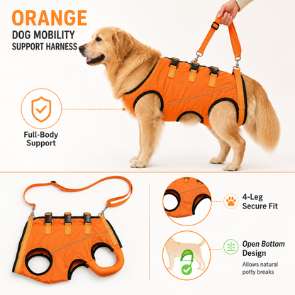 Full-Body Dog Mobility Support Harness for Stairs & Car Rides - Lift Assist Vest for Senior Dogs with Weak Hind Legs