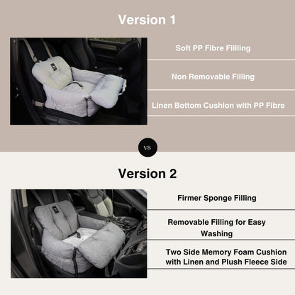 V2 Premium Dog Car Seat with Removable Covers + Luxury Cushion