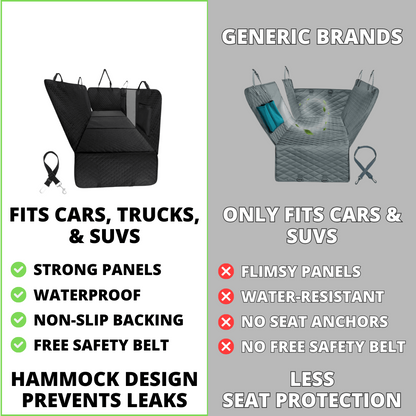 Dog Car Seat Cover — Waterproof Hammock, Hard Bottom