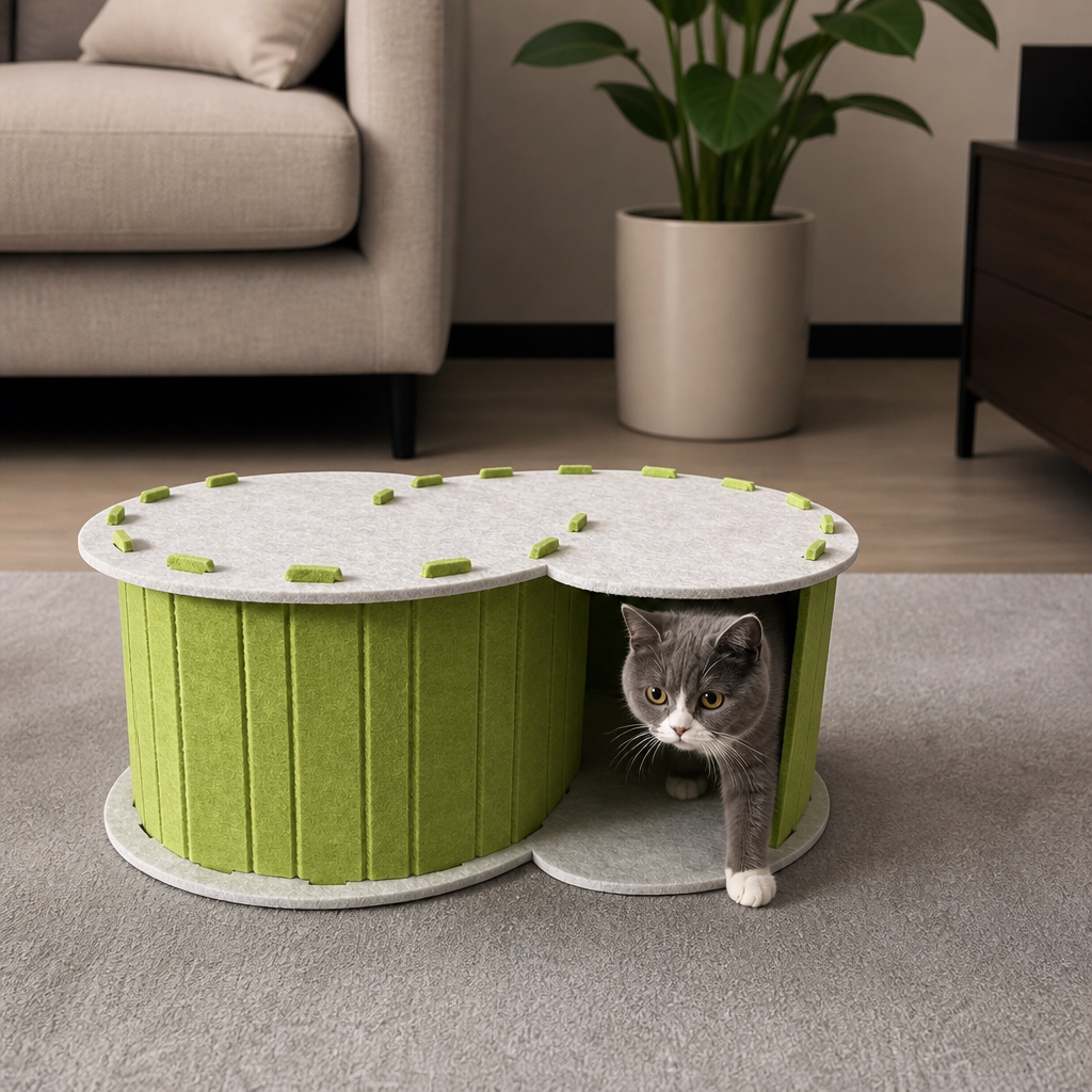 2-in-1 Interactive Play Cat Bed & Scratcher Hideaway