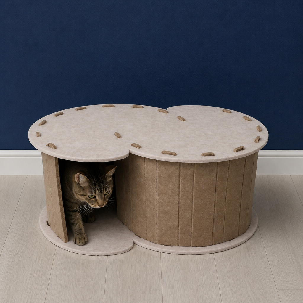 2-in-1 Interactive Play Cat Bed & Scratcher Hideaway