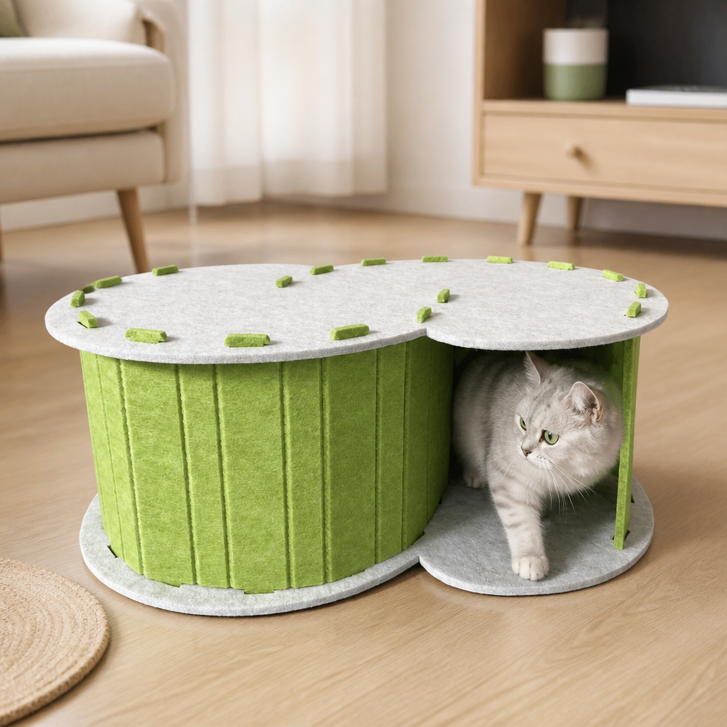 2-in-1 Interactive Play Cat Bed & Scratcher Hideaway
