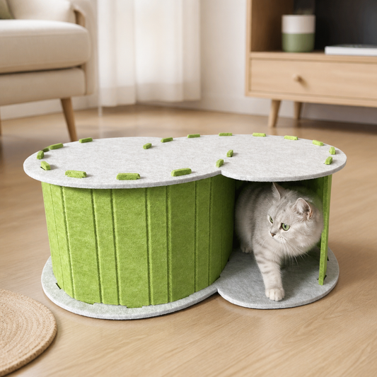 2-in-1 Interactive Play Cat Bed & Scratcher Hideaway