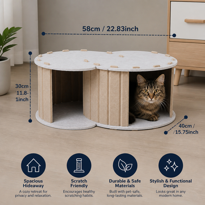 2-in-1 Interactive Play Cat Bed & Scratcher Hideaway