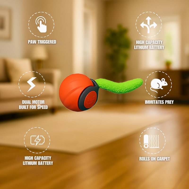 Snootkin Smart Interactive Cat Ball Toy - Self-Moving Teaser