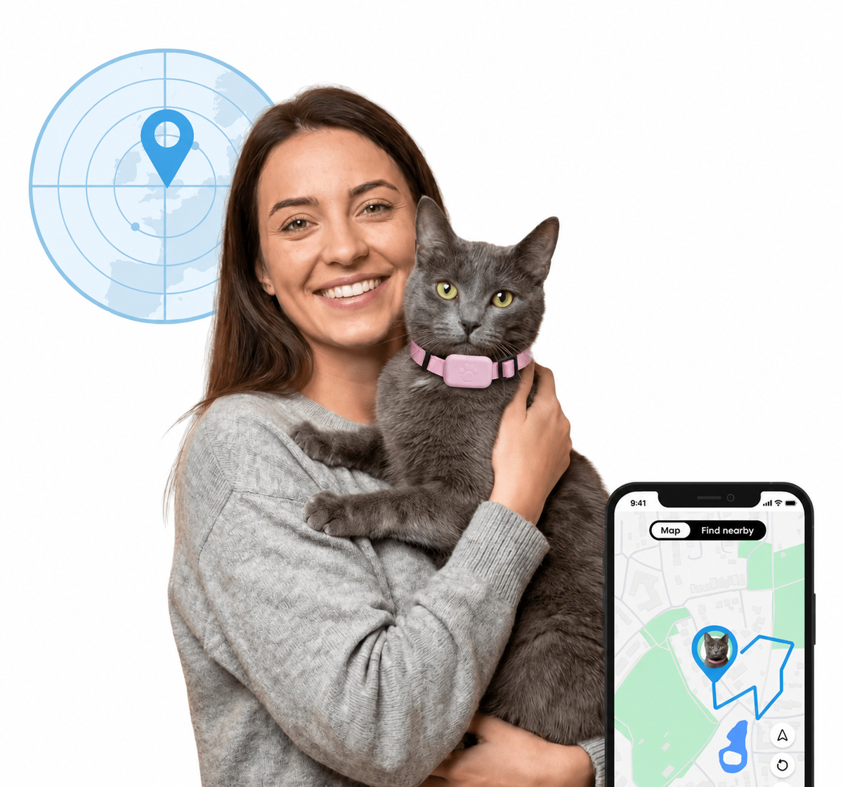Smart GPS Cat Collar — Live Tracking, No Fees