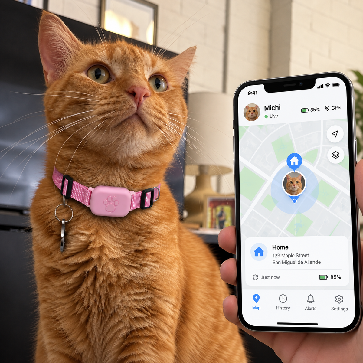 Smart GPS Cat Collar — Live Tracking, No Fees