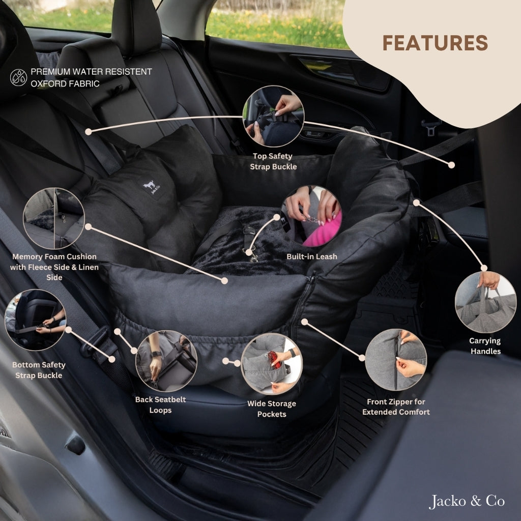 V2 Premium Dog Car Seat with Removable Covers + Luxury Cushion