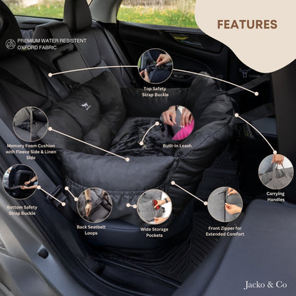 V2 Premium Dog Car Seat with Removable Covers + Luxury Cushion