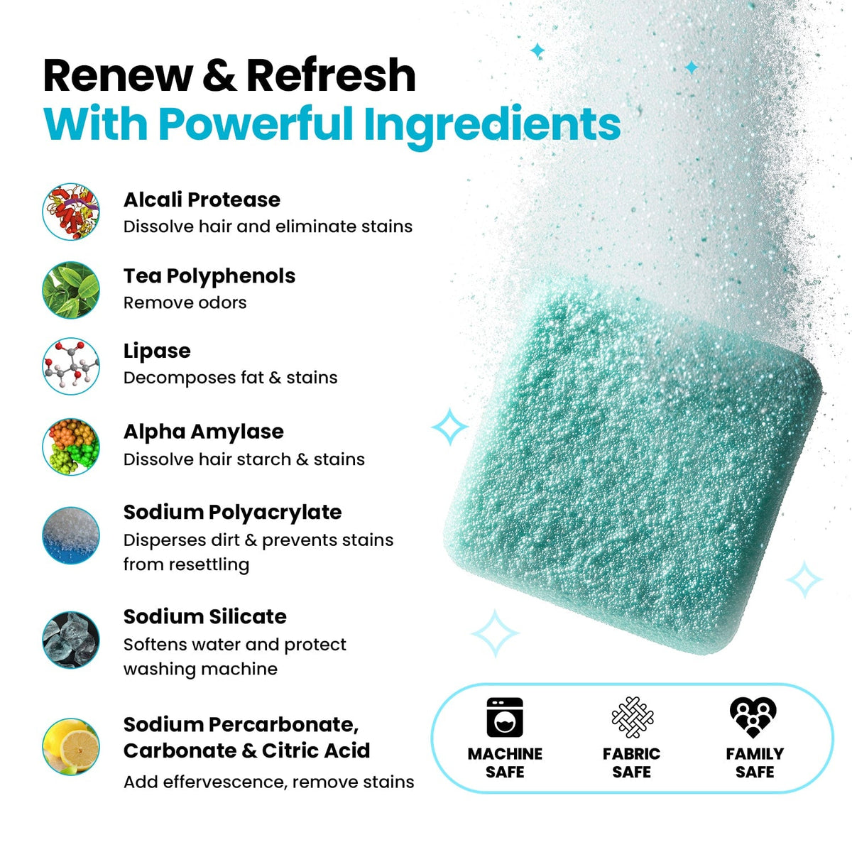 Washing Machine Cleaner Tablets — Pet Hair & Odor Descaler