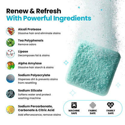 Washing Machine Cleaner Tablets — Pet Hair & Odor Descaler