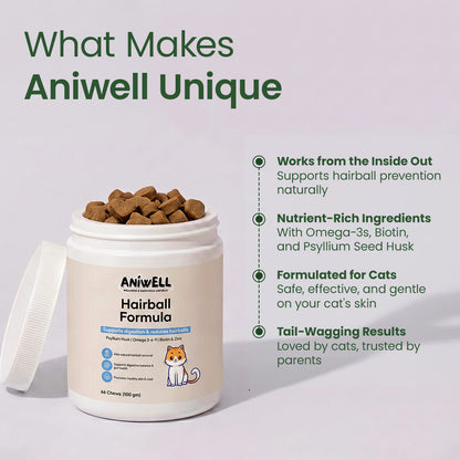Snootkin Hairball Formula – Hairball Management with Omega-3s & Biotin for Cats