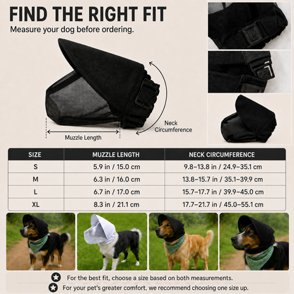 Breathable Anti-Scavenging Dog Muzzle for Walks - Mesh Hood Helps Block Food Scraps & Trash