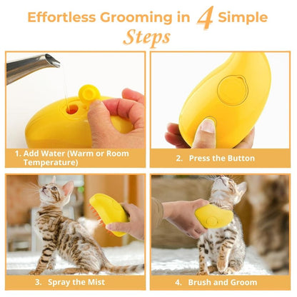 Steam Cat Brush — Self-Cleaning, Massage Grooming