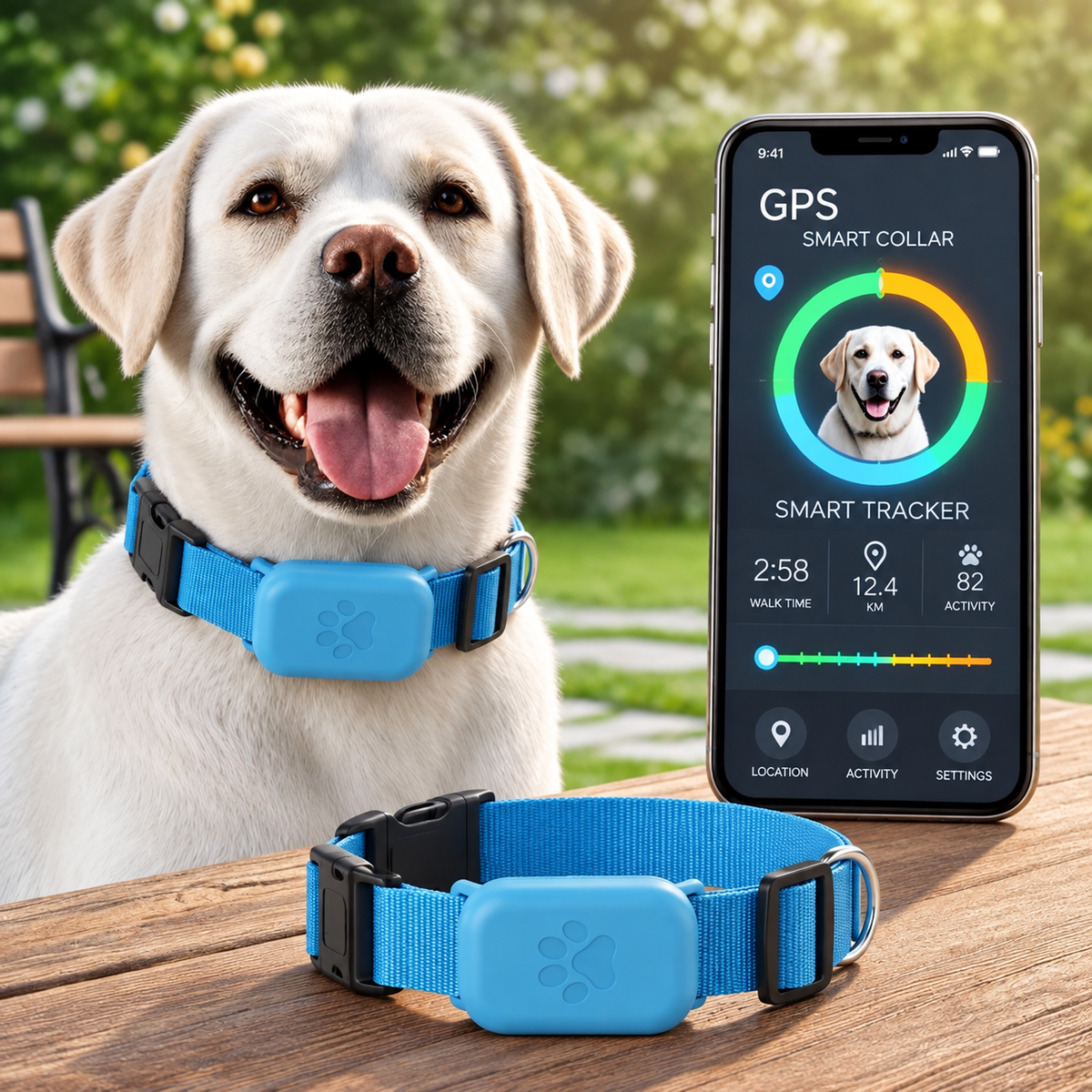Smart GPS Dog Collar — Live Tracking, No Fees