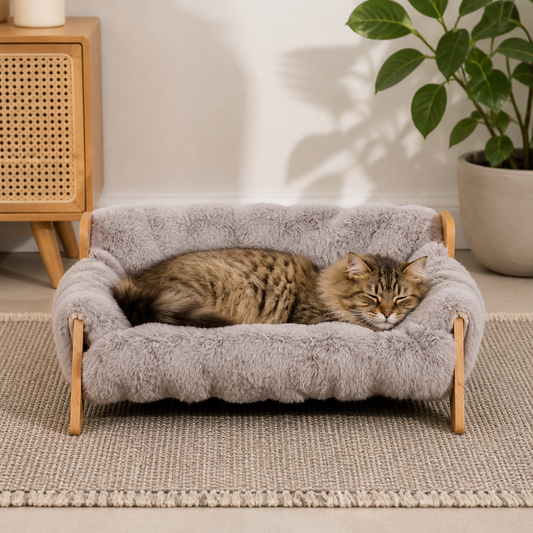 Luxury Elevated Solid Wood Cat Couch Bed