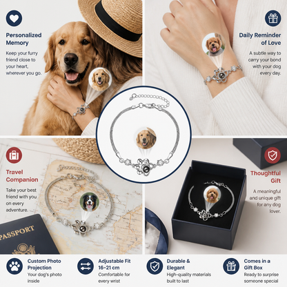 Personalized Paw Photo Projection Keepsake Bracelet