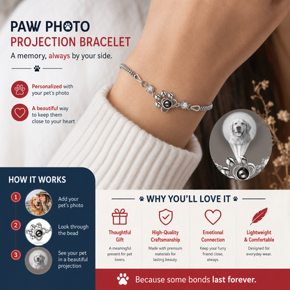 Personalized Paw Photo Projection Keepsake Bracelet