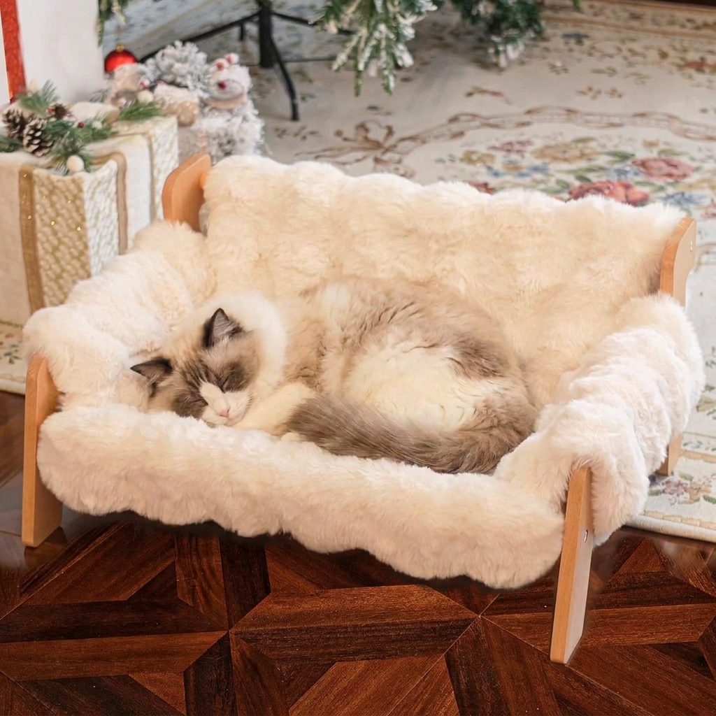 Luxury Elevated Solid Wood Cat Couch Bed