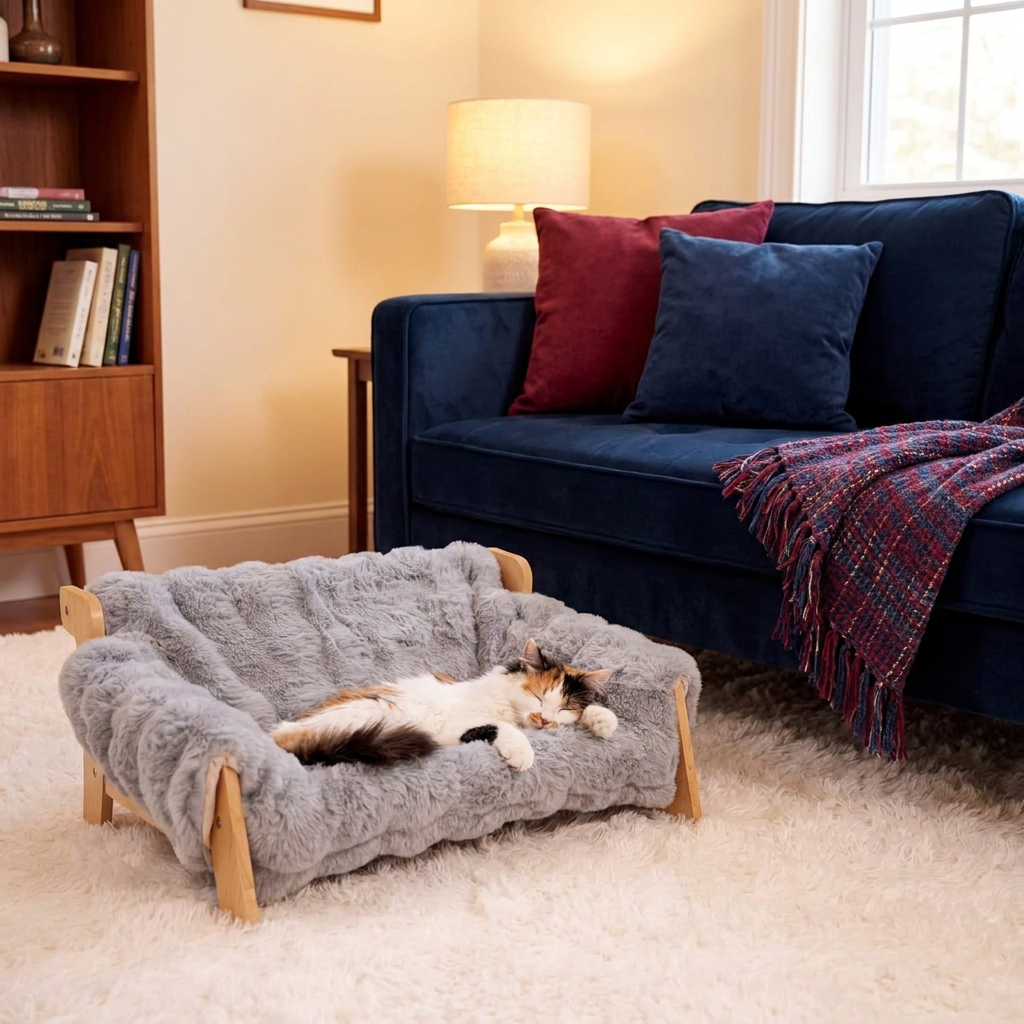 Luxury Elevated Solid Wood Cat Couch Bed