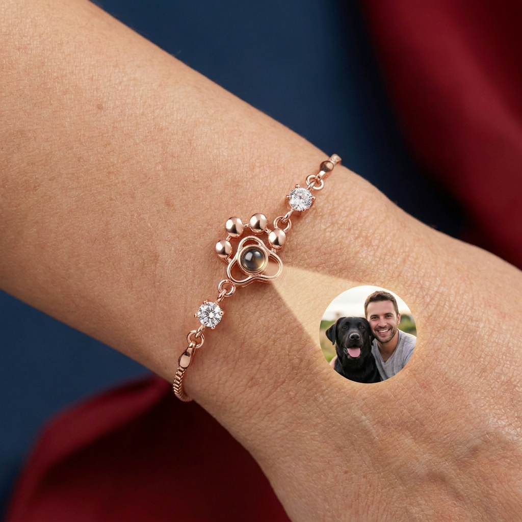 Personalized Paw Photo Projection Keepsake Bracelet