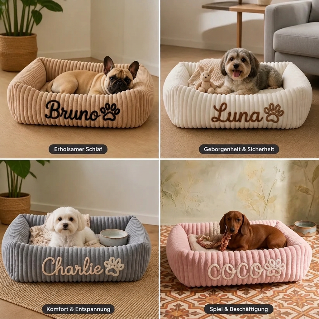 Personalized Fluffy Cloud Dog Bed with Soft Bolsters