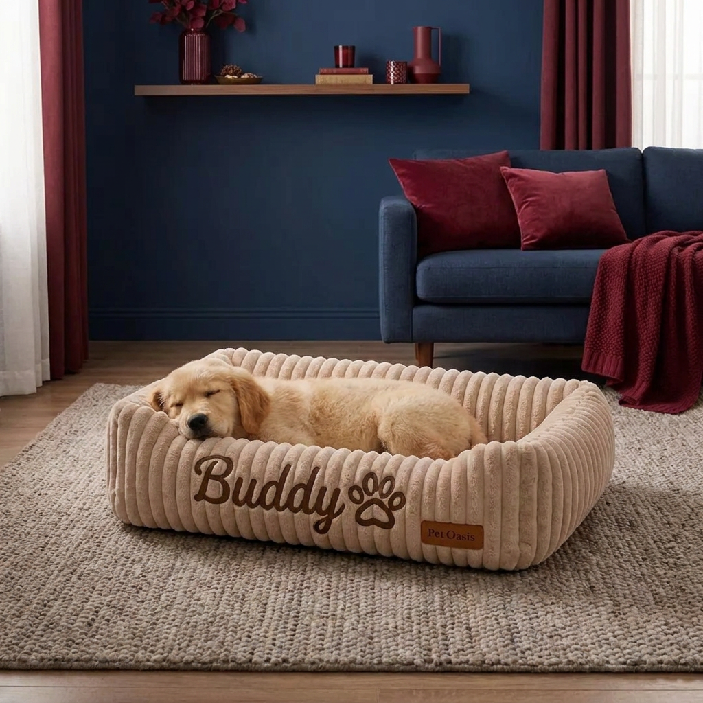 Personalized Fluffy Cloud Dog Bed with Soft Bolsters