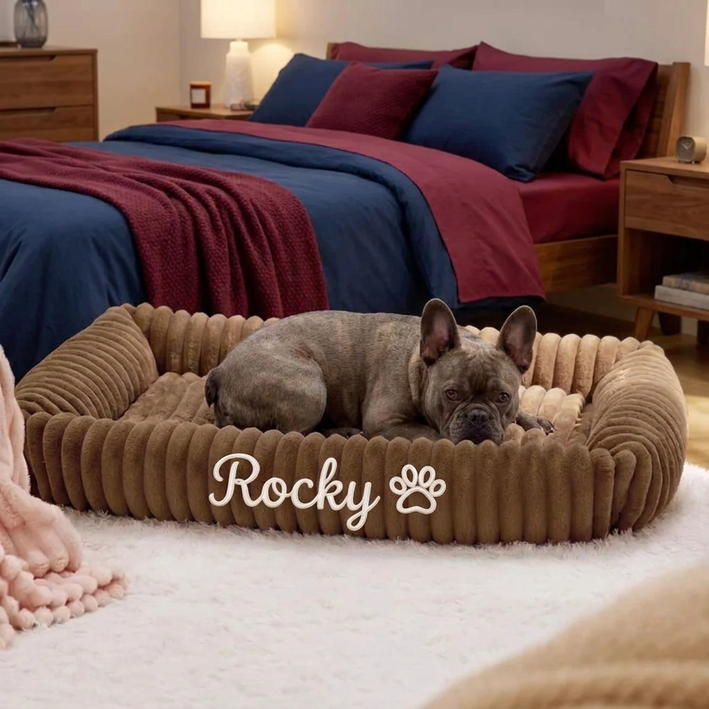 Personalized Fluffy Cloud Dog Bed with Soft Bolsters