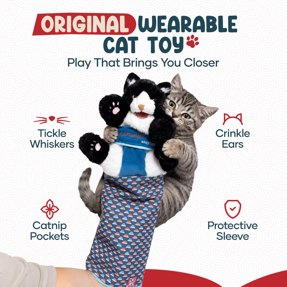 Snootkin Wearable Cat Wrestling Toy & Scratch Protection Sleeve
