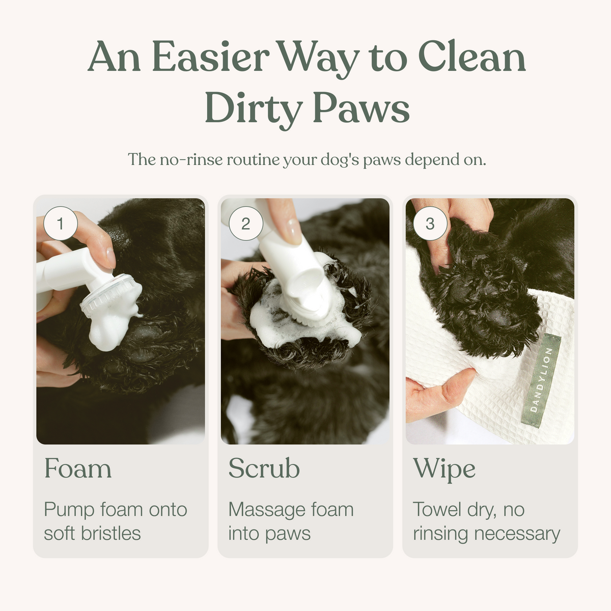 No-Rinse Paw Cleaner Foam for Dogs & Cats