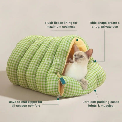 Calming Cat Cave Bed — Cozy Covered Hideaway