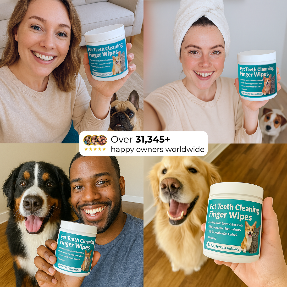 Dental Finger Wipes for Dogs & Cats — Fresh Breath