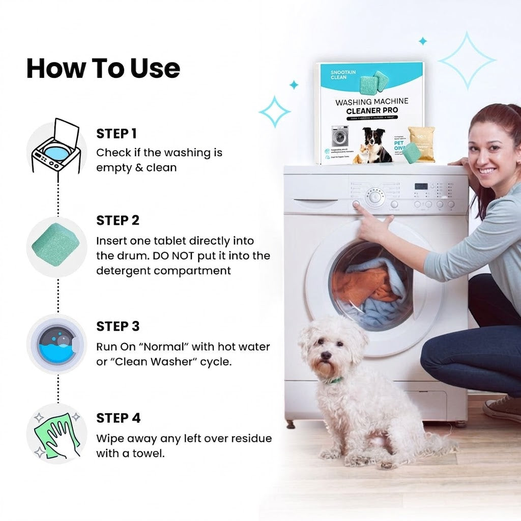 Washing Machine Cleaner Tablets — Pet Hair & Odor Descaler