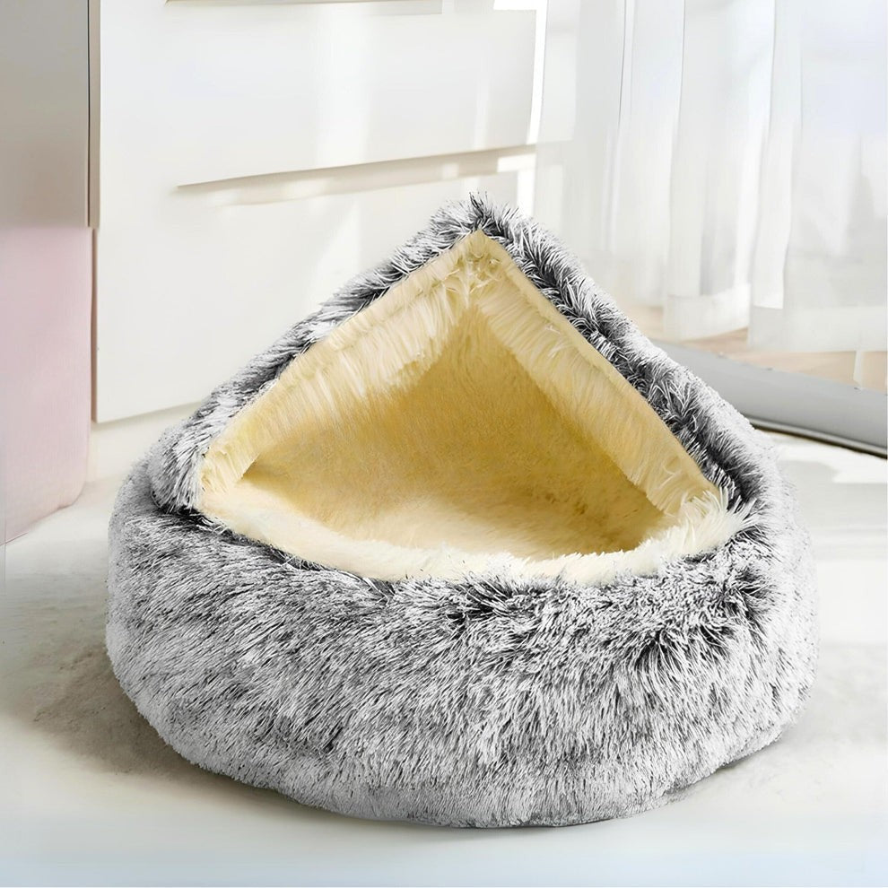 Calming Donut Dog Bed — Hooded Anti-Anxiety