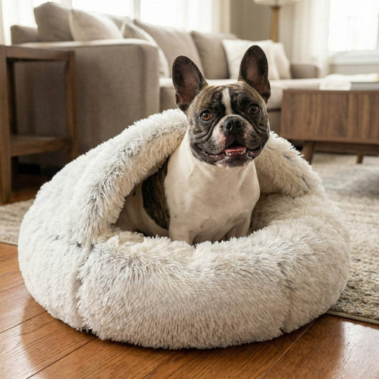 Calming Donut Dog Bed — Hooded Anti-Anxiety