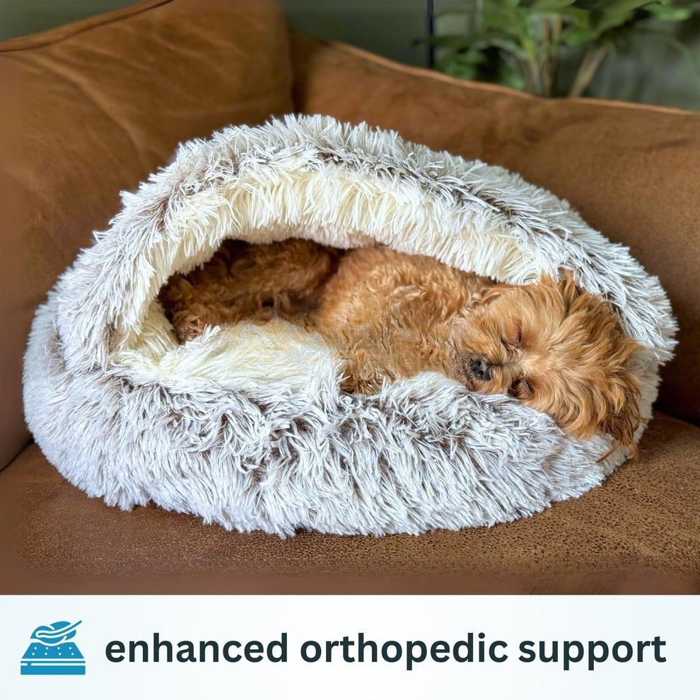 Calming Donut Dog Bed — Hooded Anti-Anxiety