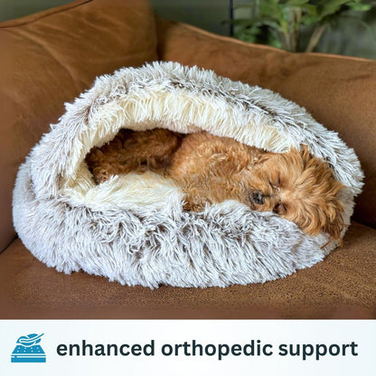 Calming Donut Dog Bed — Hooded Anti-Anxiety