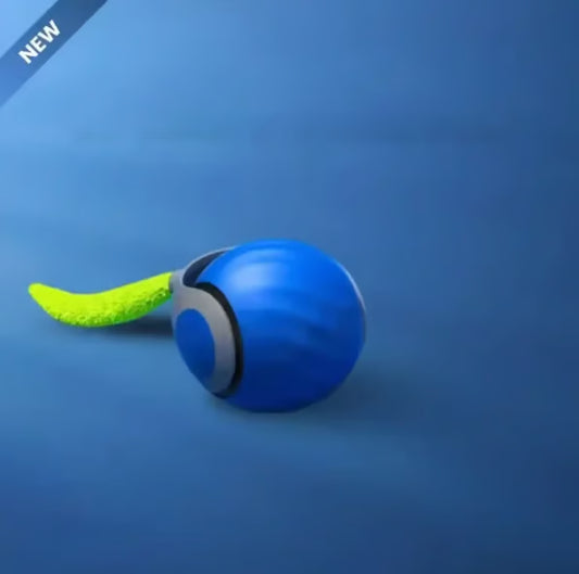 Interactive Electric Rolling Cat Toy Ball with Teaser Tail - Blue & Orange